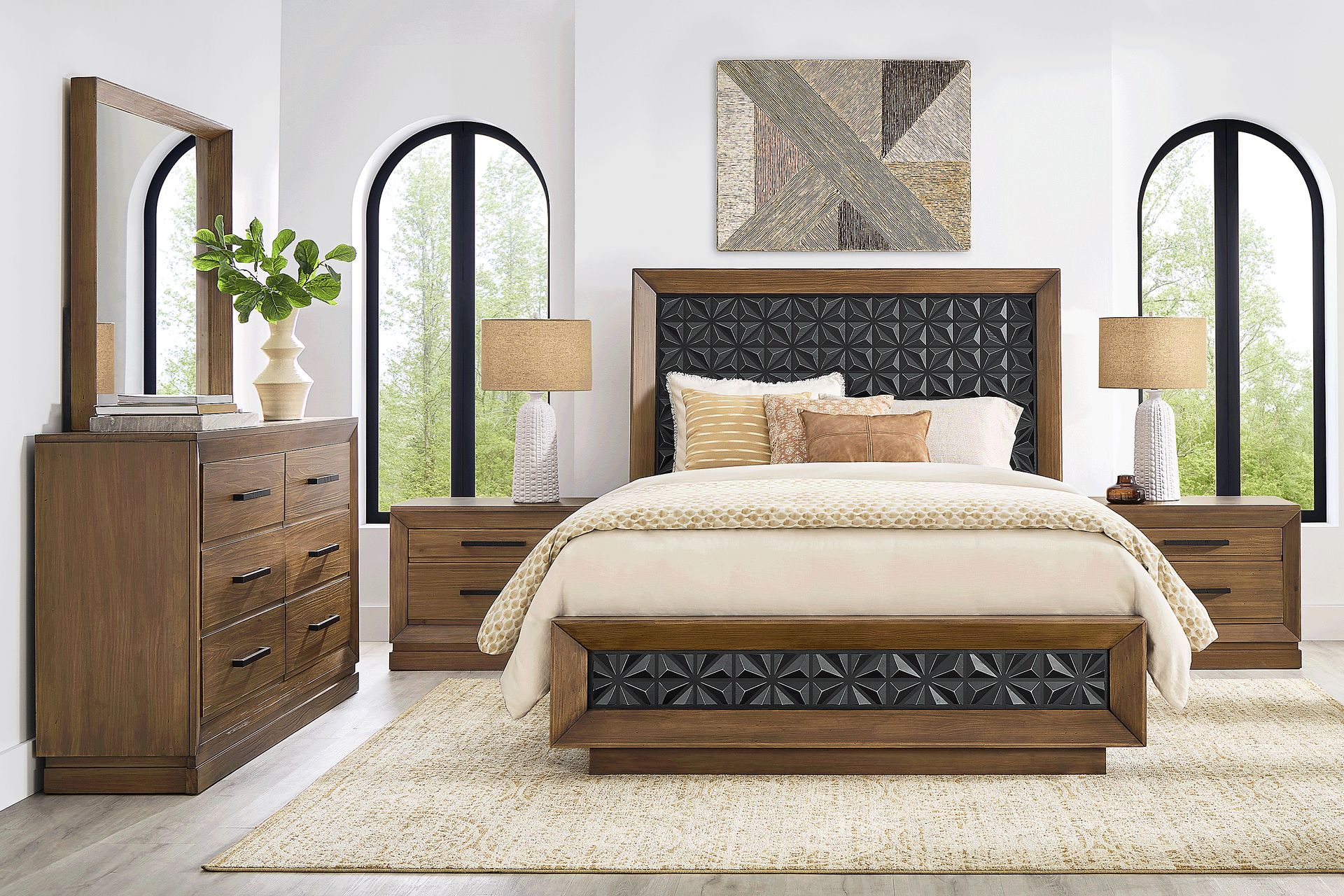 Midnight Jewel Honey 5 Pc King Panel Bedroom - Image 1
