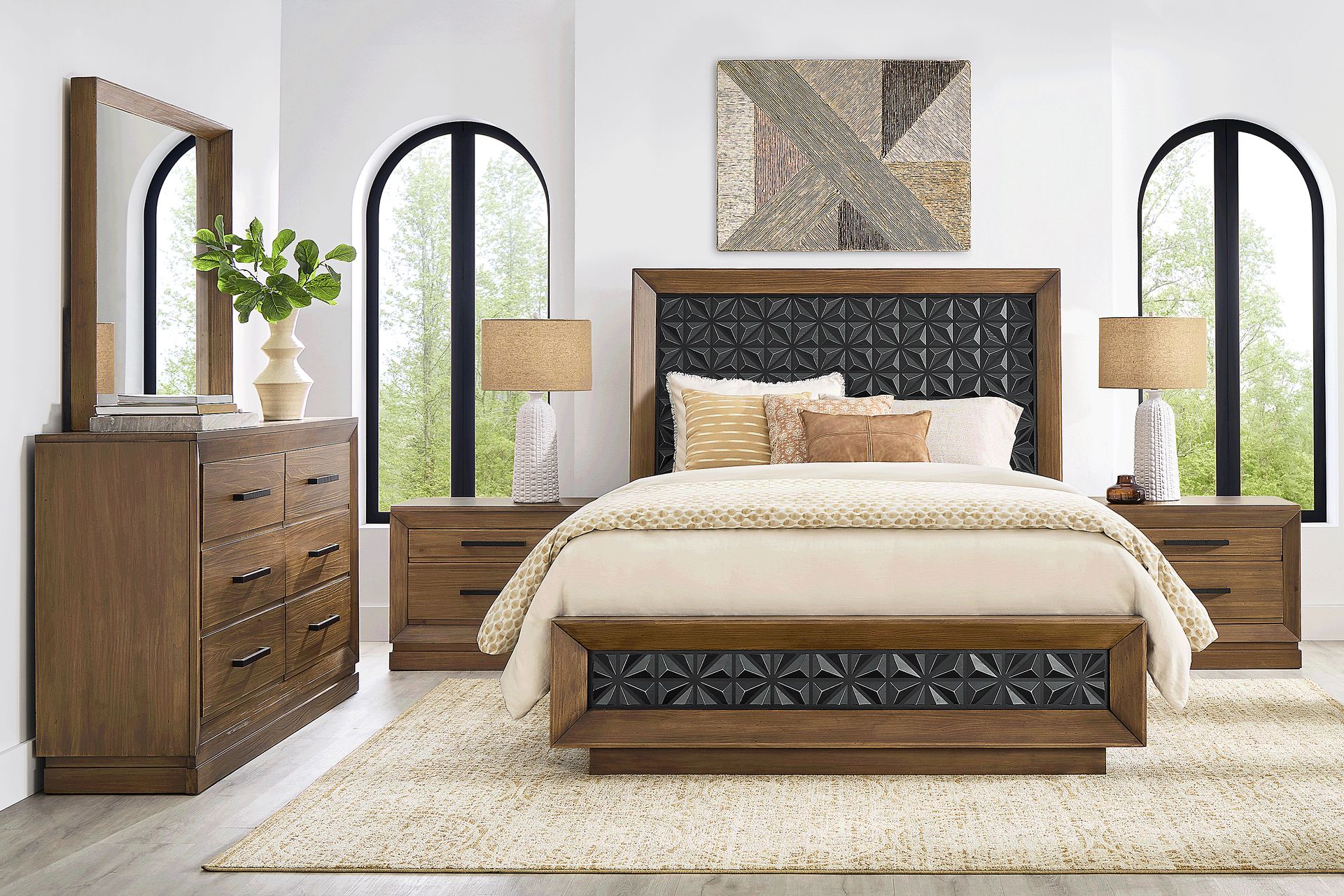 Midnight Jewel 8 Pc Honey Light Wood King Bedroom Set With 3 Pc King ...