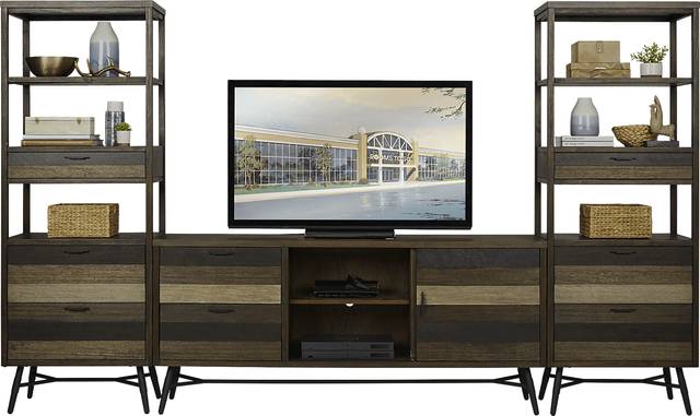 Midtown Loft Brown 3 Pc Wall Unit with 72 in. Console - Thumbnail - Image 1