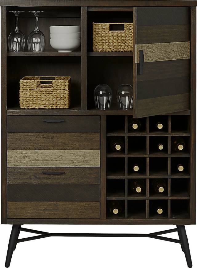 Midtown Loft Brown Wine Cabinet - Thumbnail - Image 2