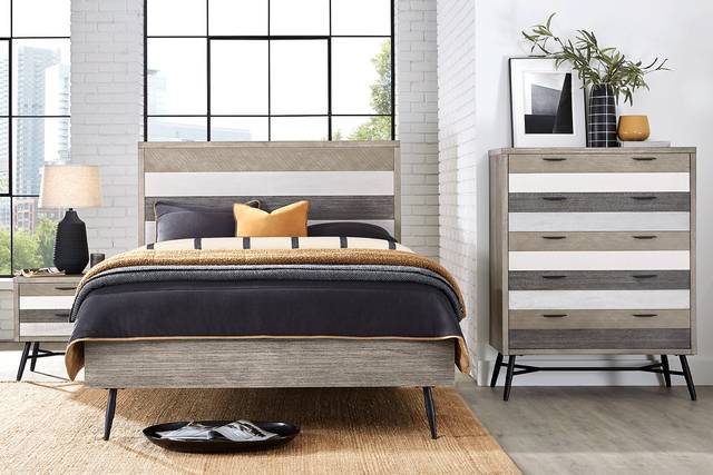 Midtown Loft Gray 5 Pc Queen Panel Bedroom - Thumbnail - Image 1