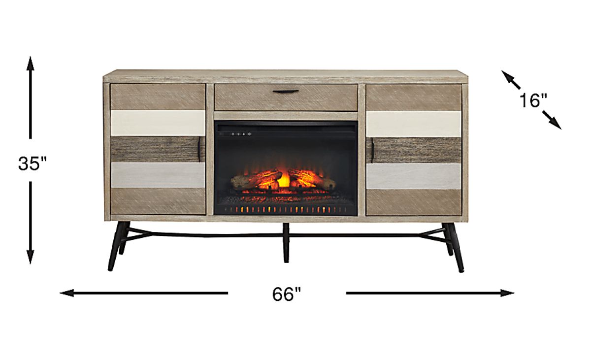 Midtown Loft Gray 66 in. Console With Log Fireplace | Rooms to Go