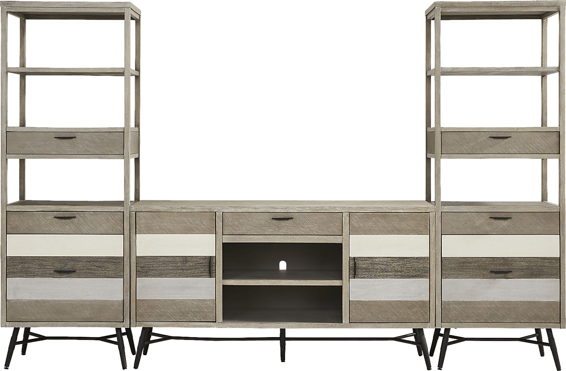 Midtown Loft Gray 3 Pc Wall Unit with 66 in. Console - Image 1