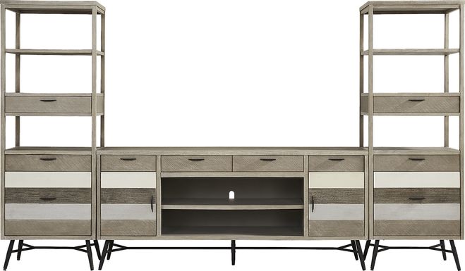 Midtown Loft Gray 3 Pc Wall Unit with 80 in. Console