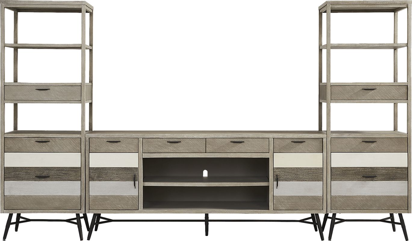 Midtown Loft Gray 3 Pc Wall Unit with 80 in. Console