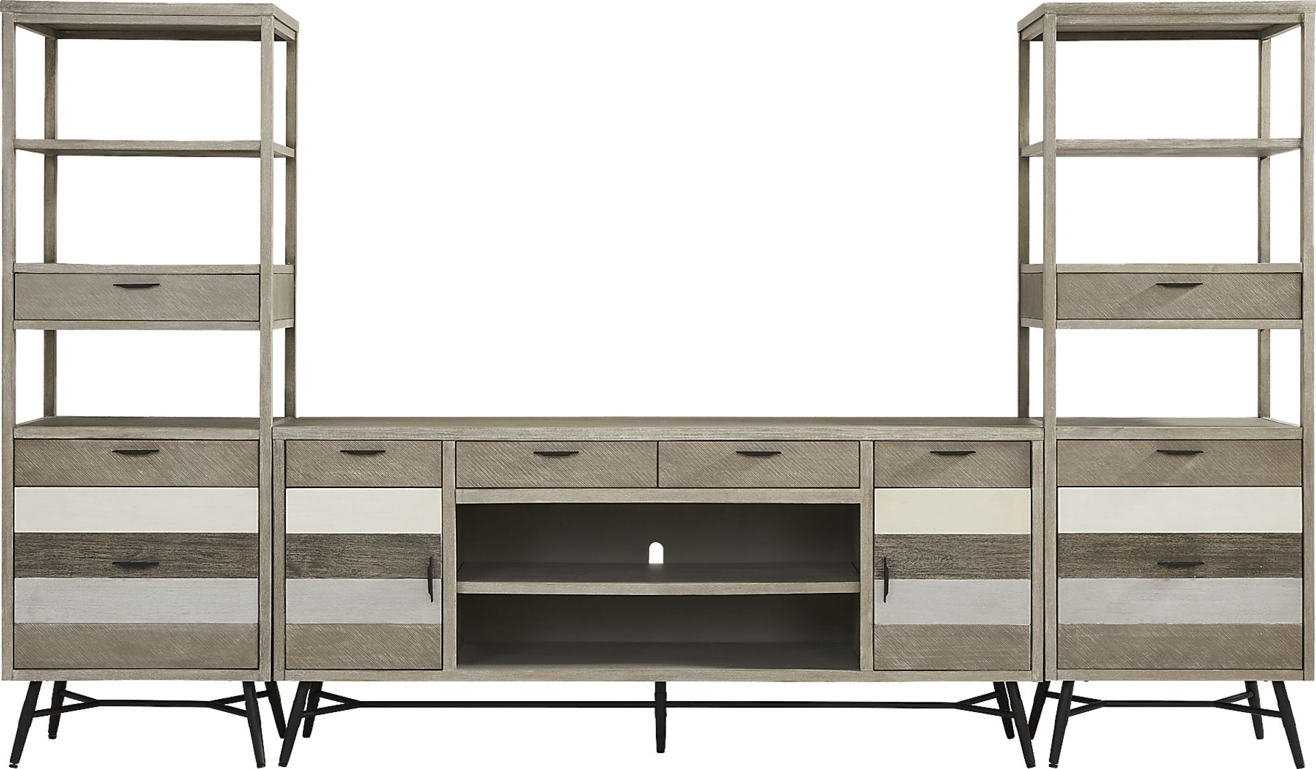 Midtown Loft Gray 3 Pc Wall Unit with 80 in. Console - Image 1