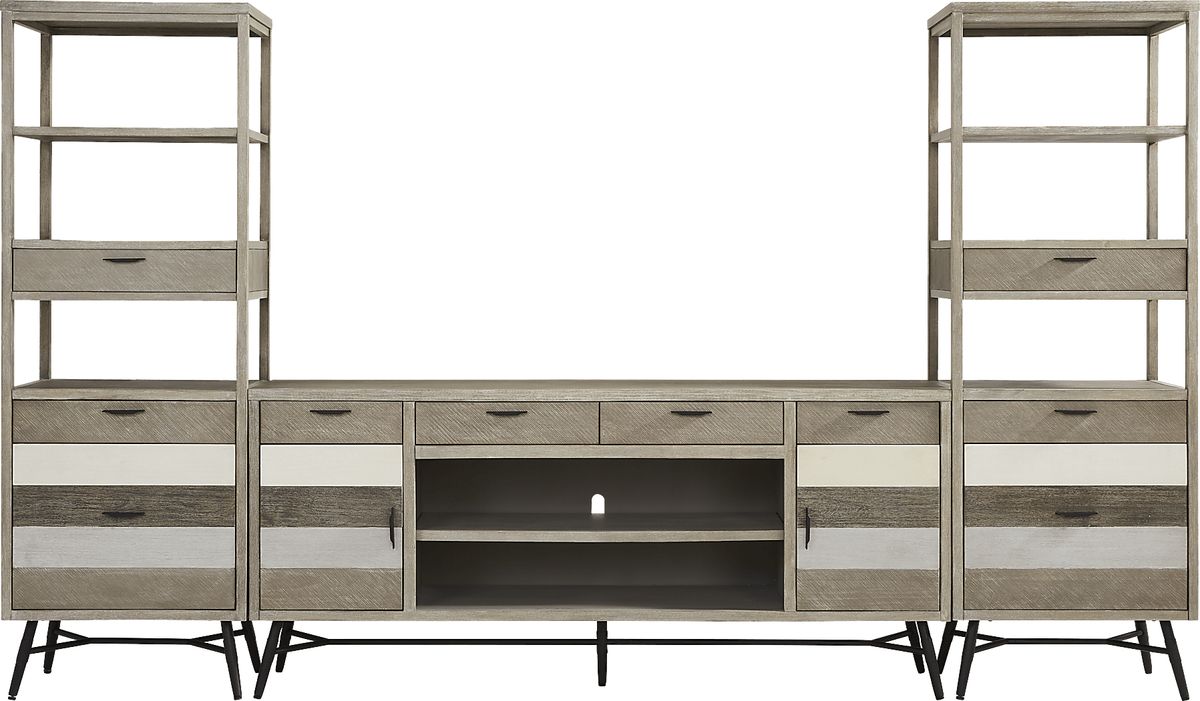 Midtown Loft Gray 3 Pc Wall Unit With 80 in. Console | Rooms to Go