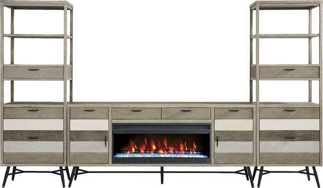 Midtown Loft Gray 4 Pc Wall Unit with 80 in. Console and Electric Fireplace - Thumbnail - Image 1