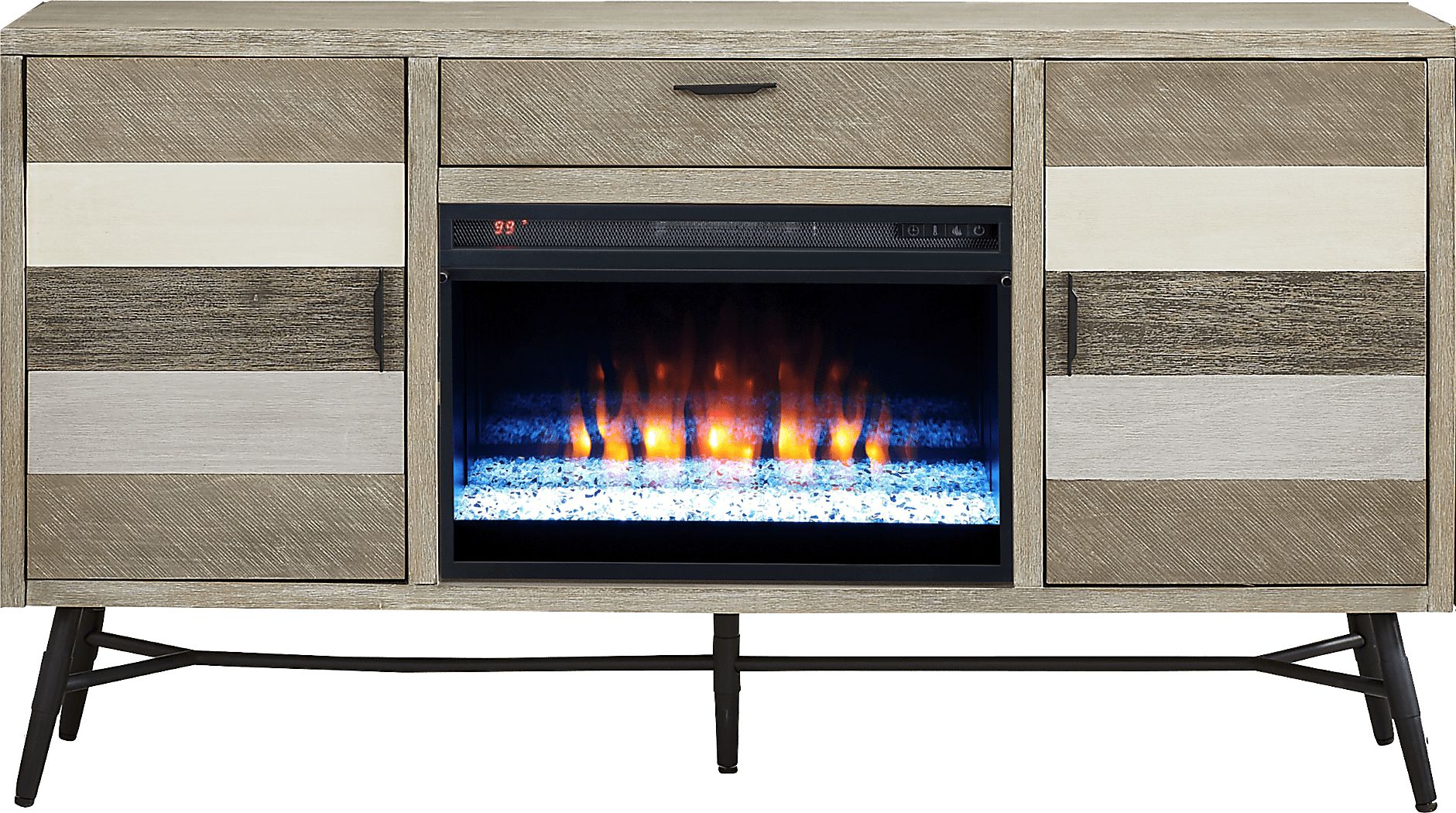 Midtown Loft Gray 66 in. Console with Electric Fireplace