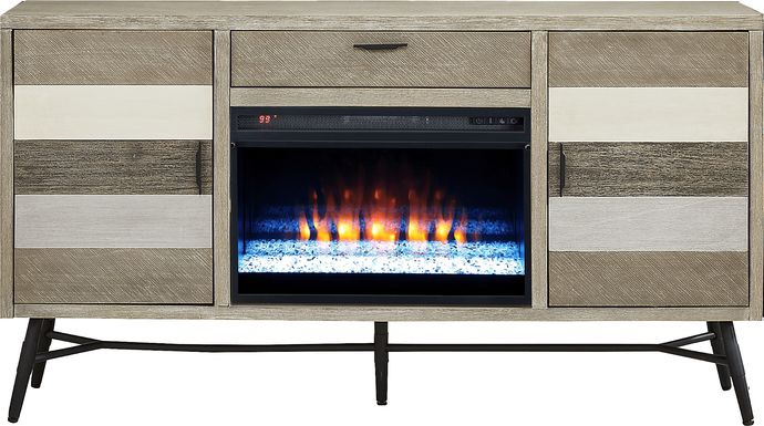 Midtown Loft Gray 66 in. Console with Electric Fireplace