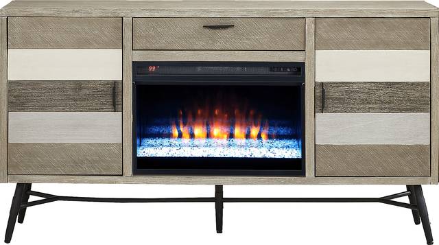 Midtown Loft Gray 66 in. Console with Electric Fireplace - Thumbnail - Image 1