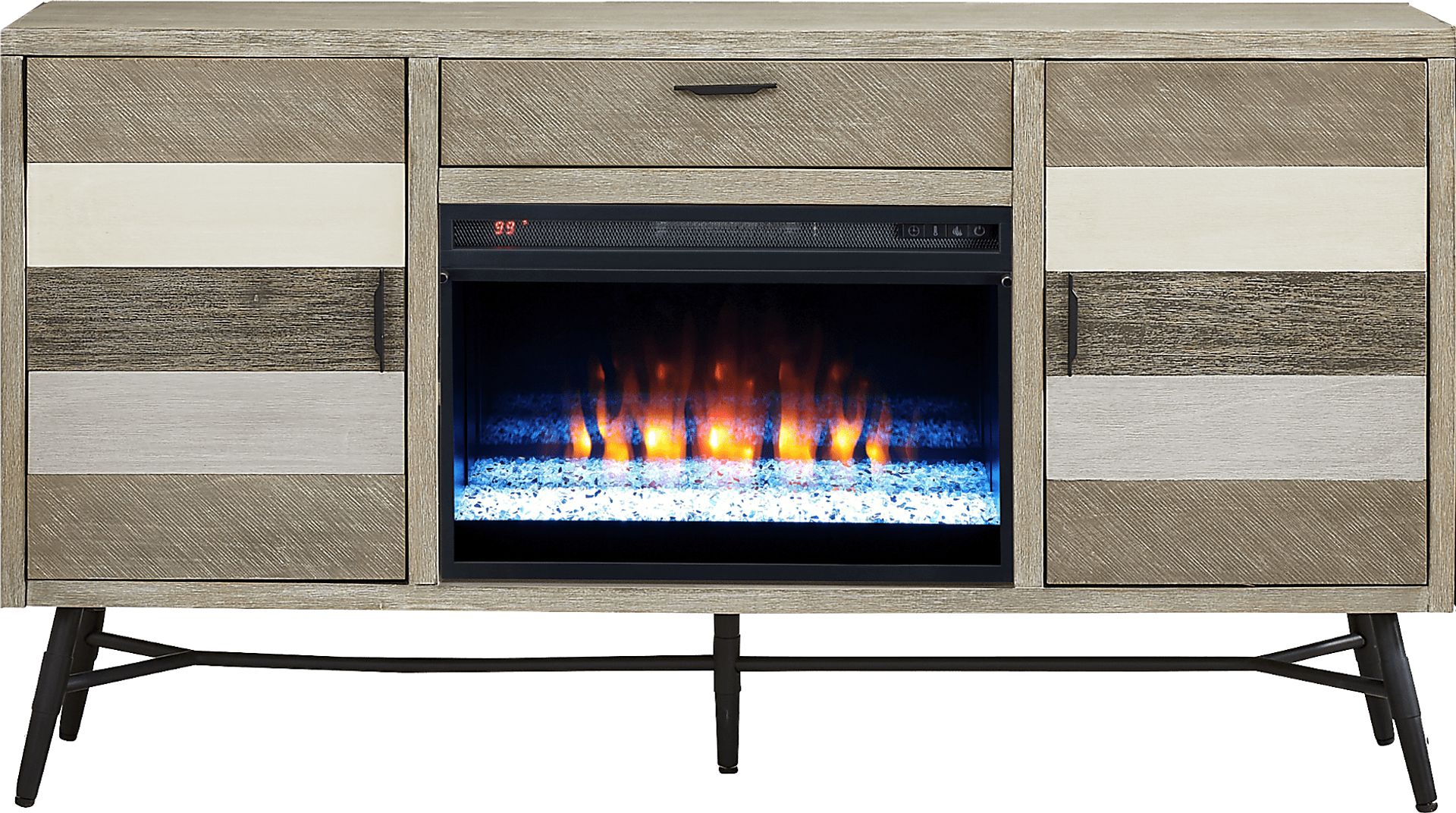 Midtown Loft Gray 66 in. Console with Electric Fireplace - Image 1