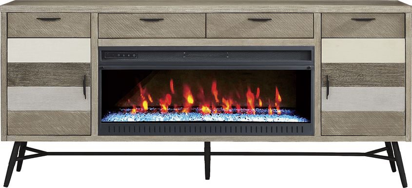 Midtown Loft Gray 80 in. Console with Electric Fireplace