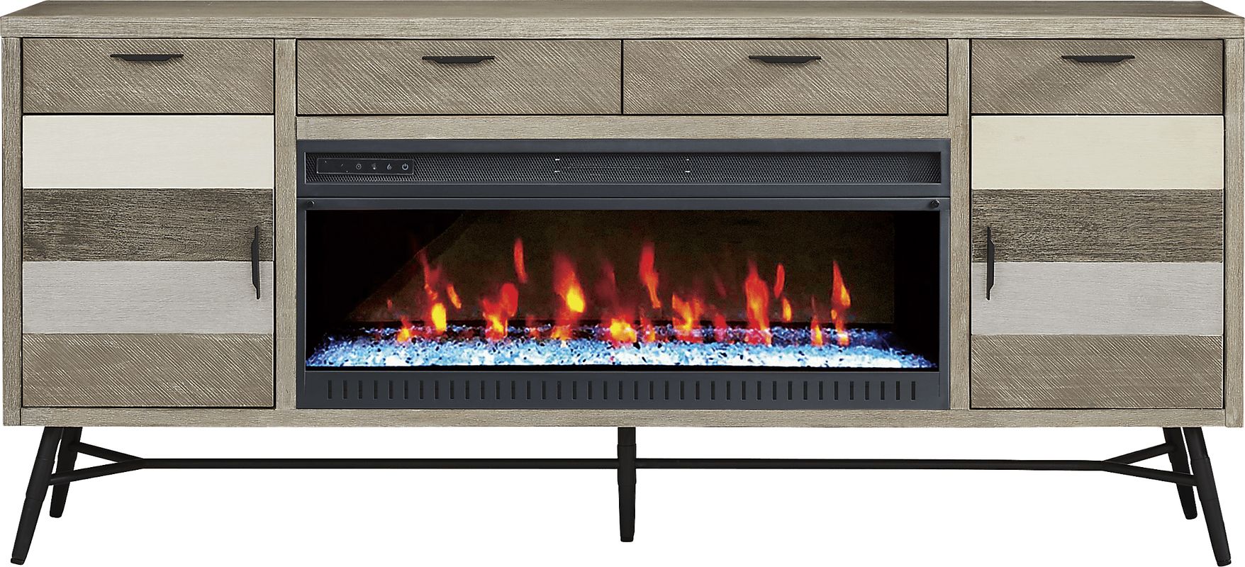 Midtown Loft Gray 80 in. Console with Electric Fireplace