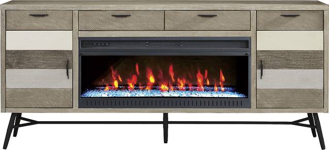 Midtown Loft Gray 80 in. Console with Electric Fireplace - Thumbnail - Image 1