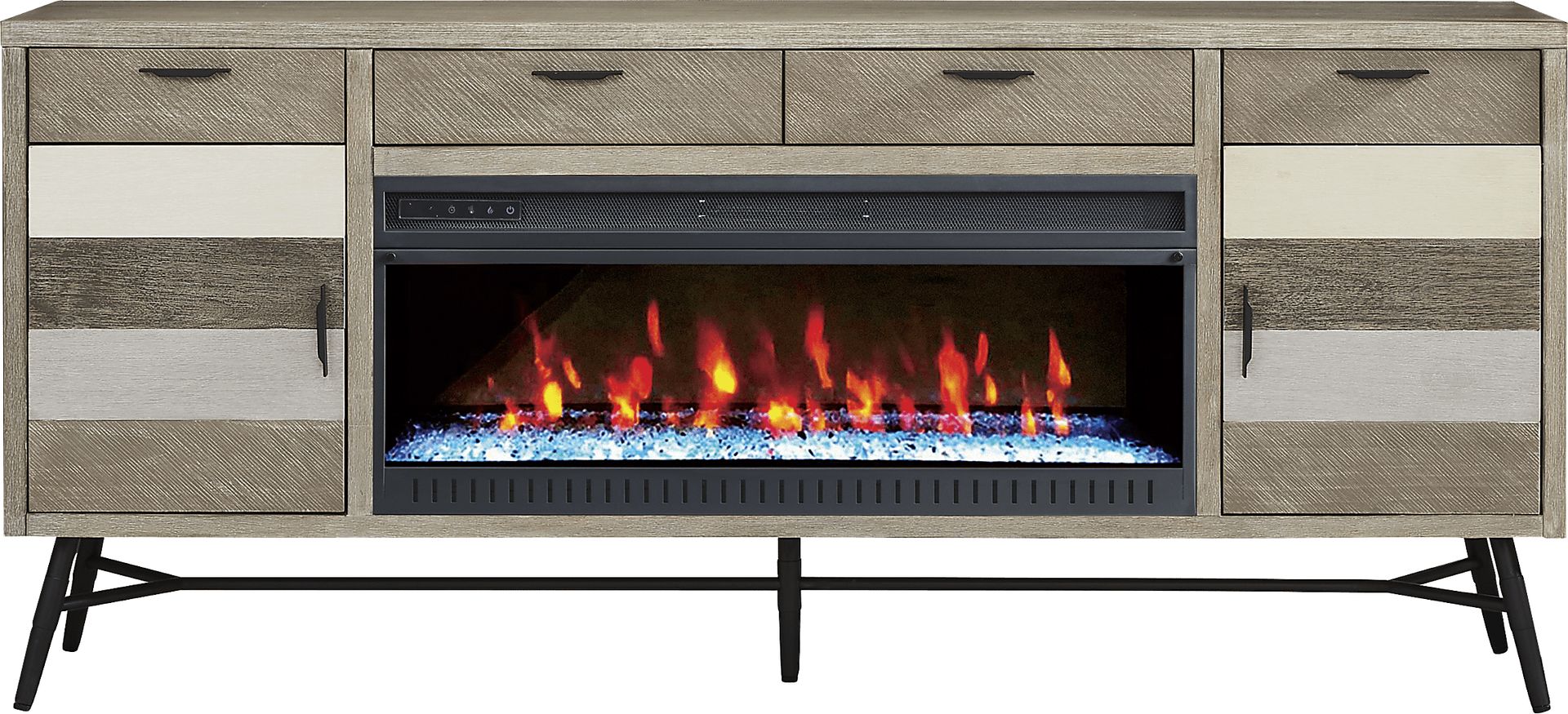Midtown Loft Gray 80 in. Console with Electric Fireplace - Image 1