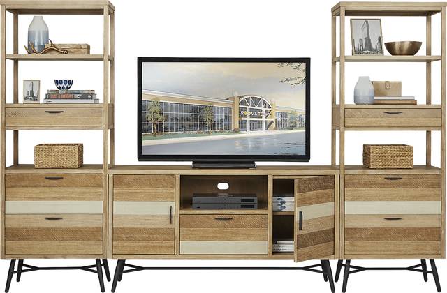Midtown Loft Natural 3 Pc Wall Unit with 60 in. Console - Thumbnail - Image 2