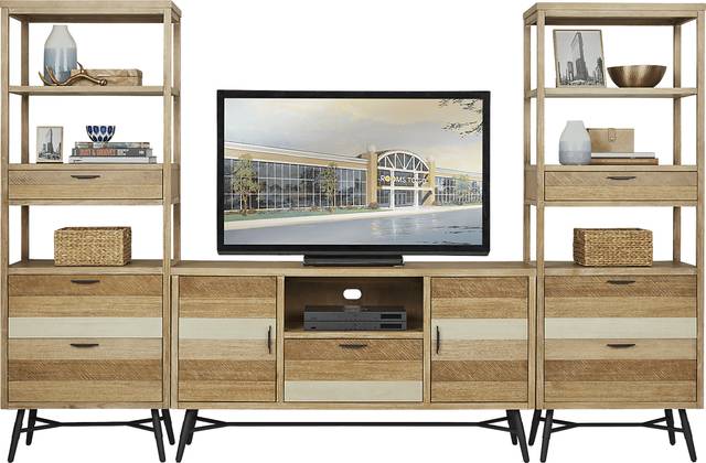 Midtown Loft Natural 3 Pc Wall Unit with 60 in. Console - Thumbnail - Image 1
