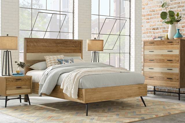 Midtown Loft Natural 5 Pc King Panel Bedroom - Thumbnail - Image 1