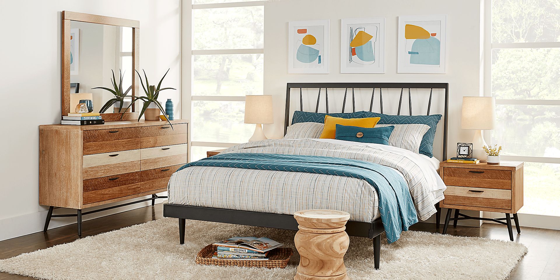 Midtown Loft Natural 7 Pc King Metal Bedroom - Image 2