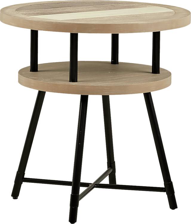 Midtown Loft Natural Round End Table - Thumbnail - Image 1