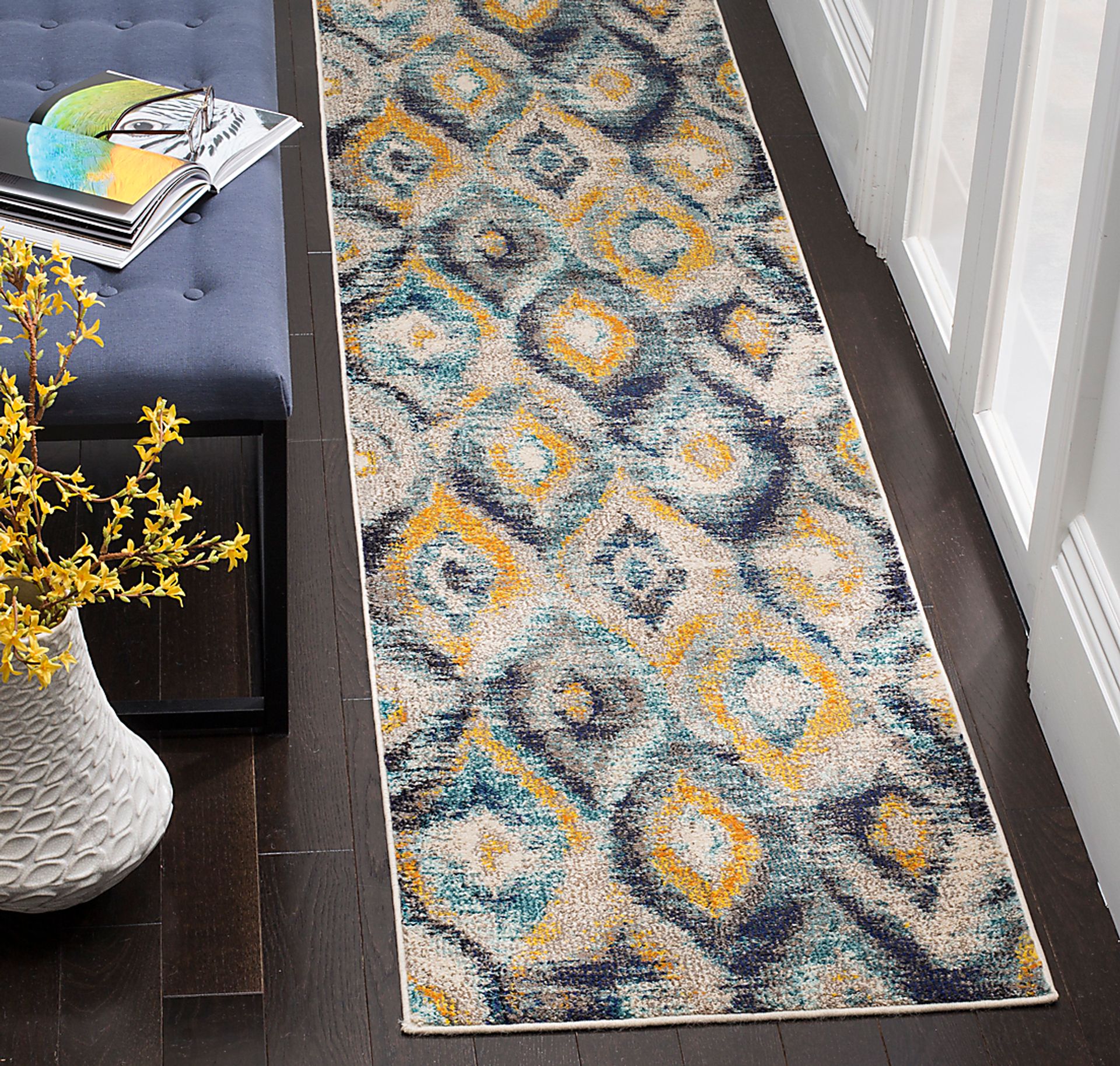 Midway Bay Blue 2'2 x 10' Runner Rug - Image 2