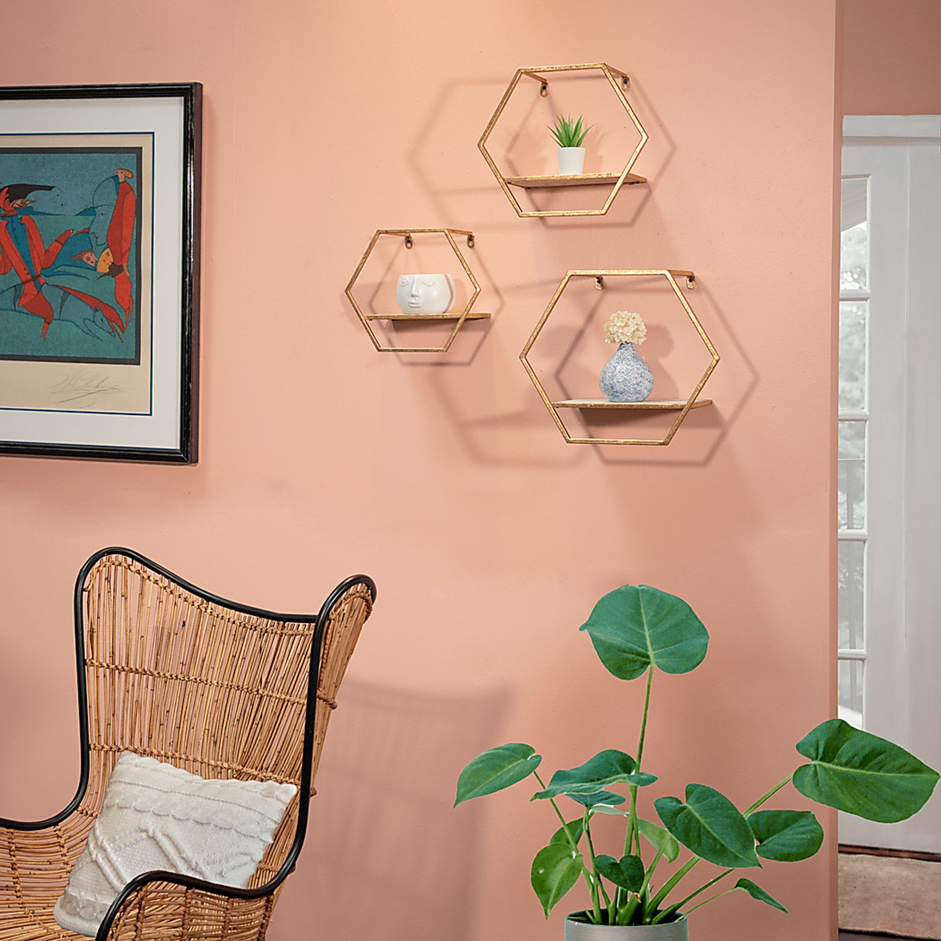 Midwoode Gold Wall Shelf, Set of 3 - Image 2