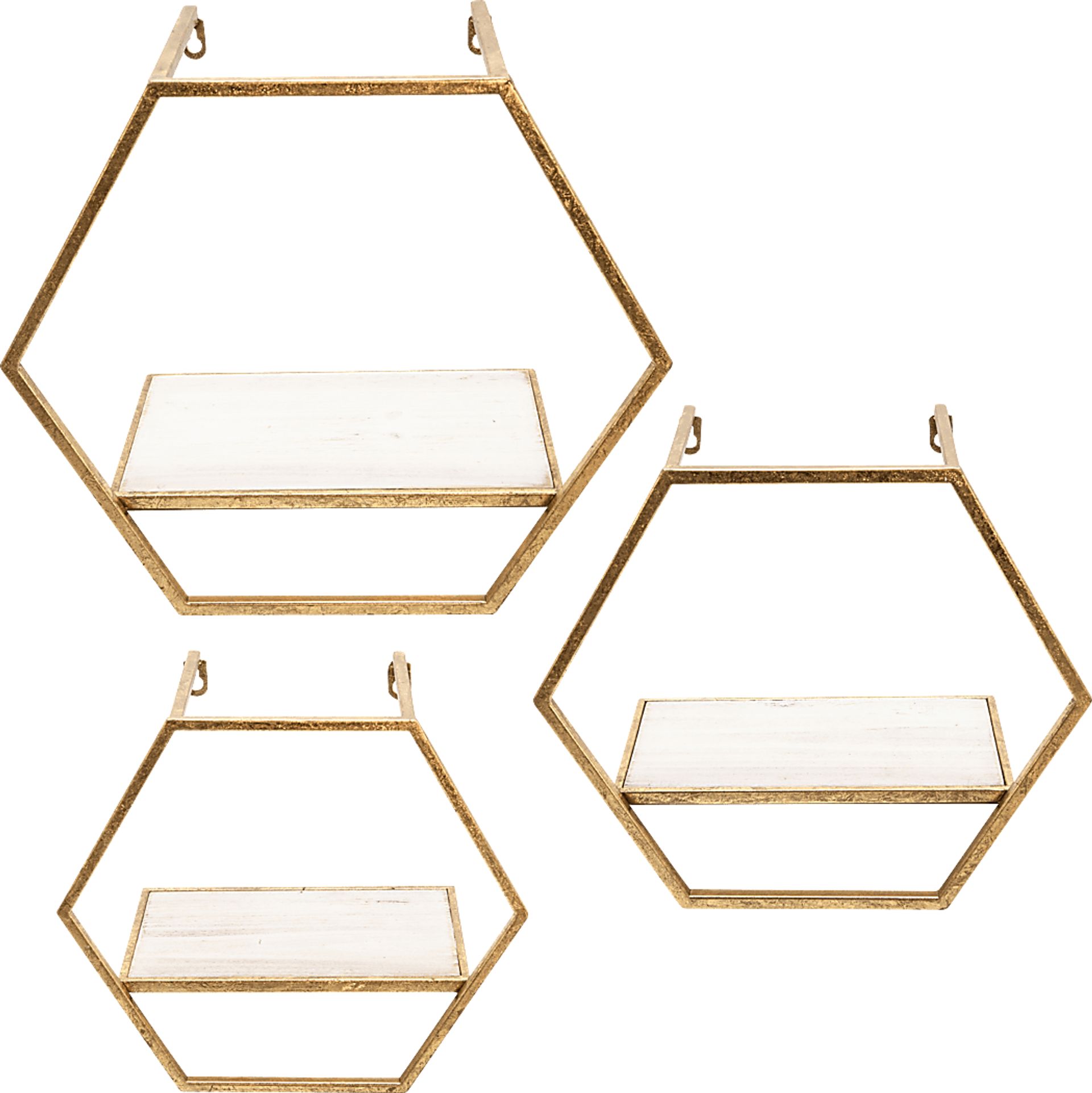 Midwoode Gold Wall Shelf, Set of 3 - Image 1