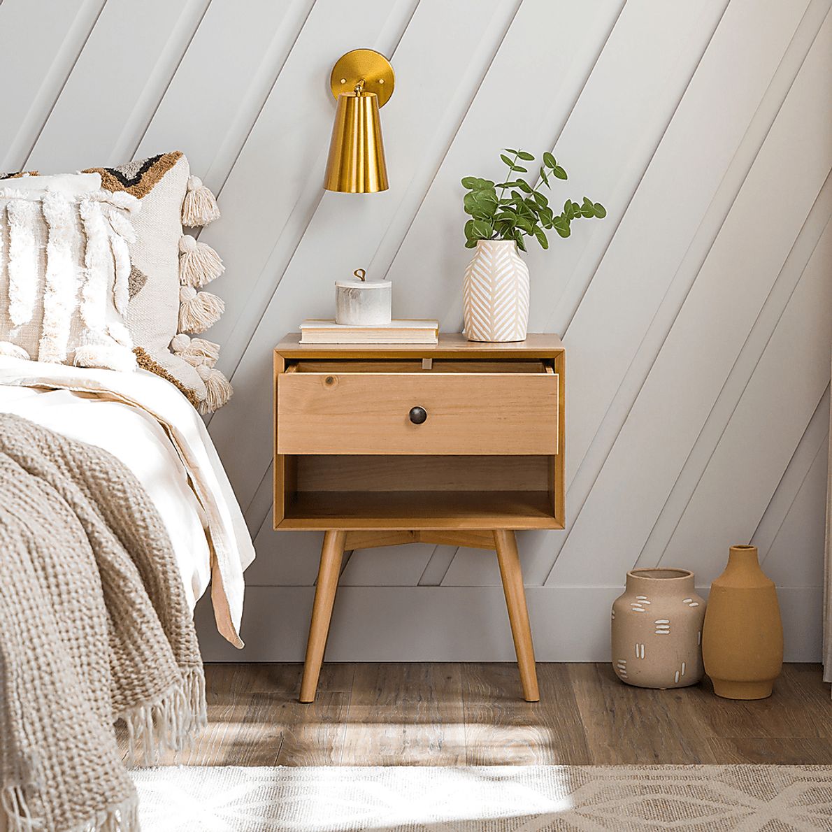 Milaen One Drawer Brown Nightstand