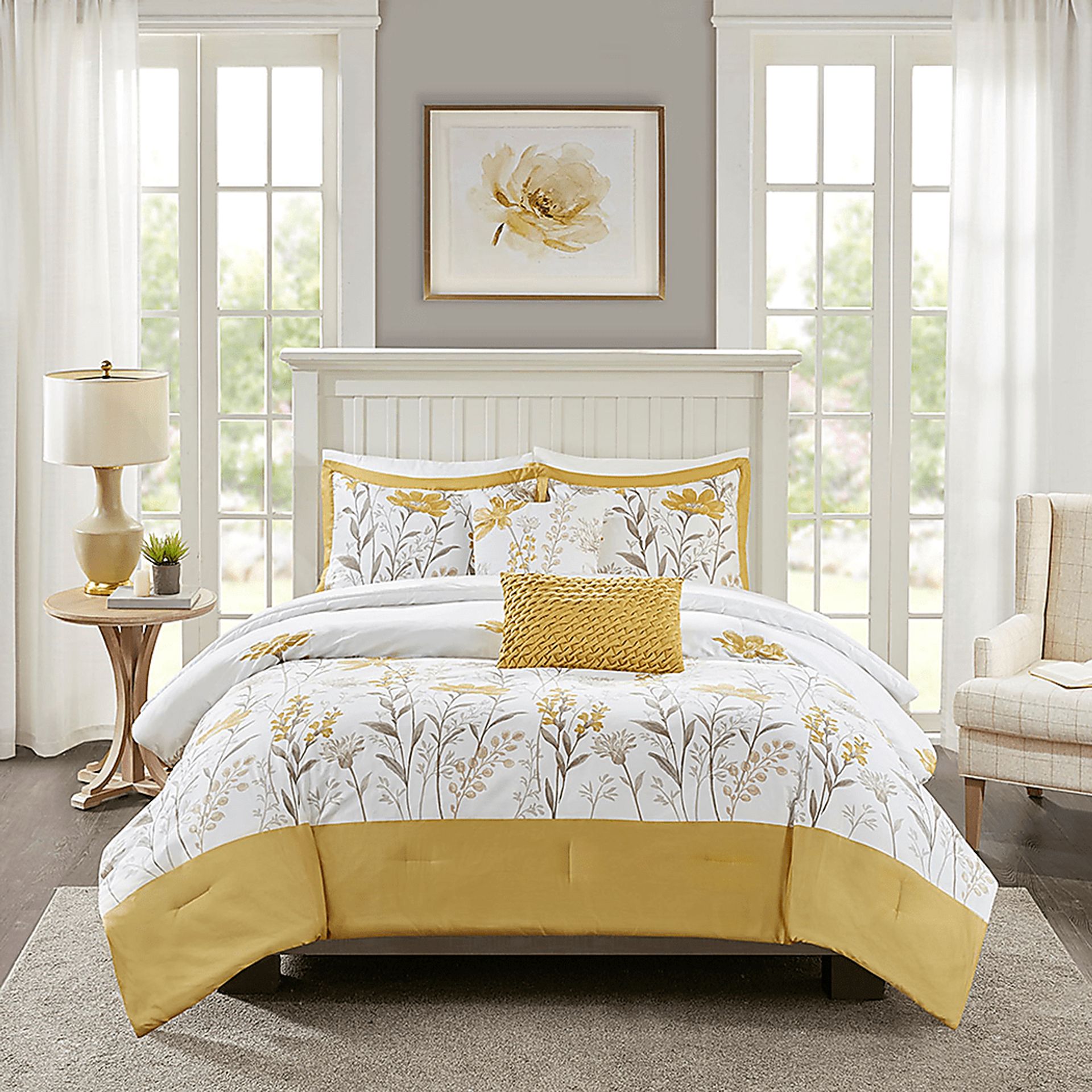 Milaia Yellow 5pc Full Comforter Set - Image 2