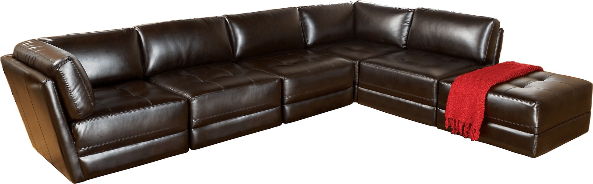 Milanese 6 Pc Modular Brown Leather Sectional - Image 1