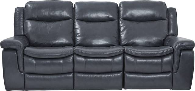 Milano Blue Leather Dual Power Reclining Sofa - Thumbnail - Image 1