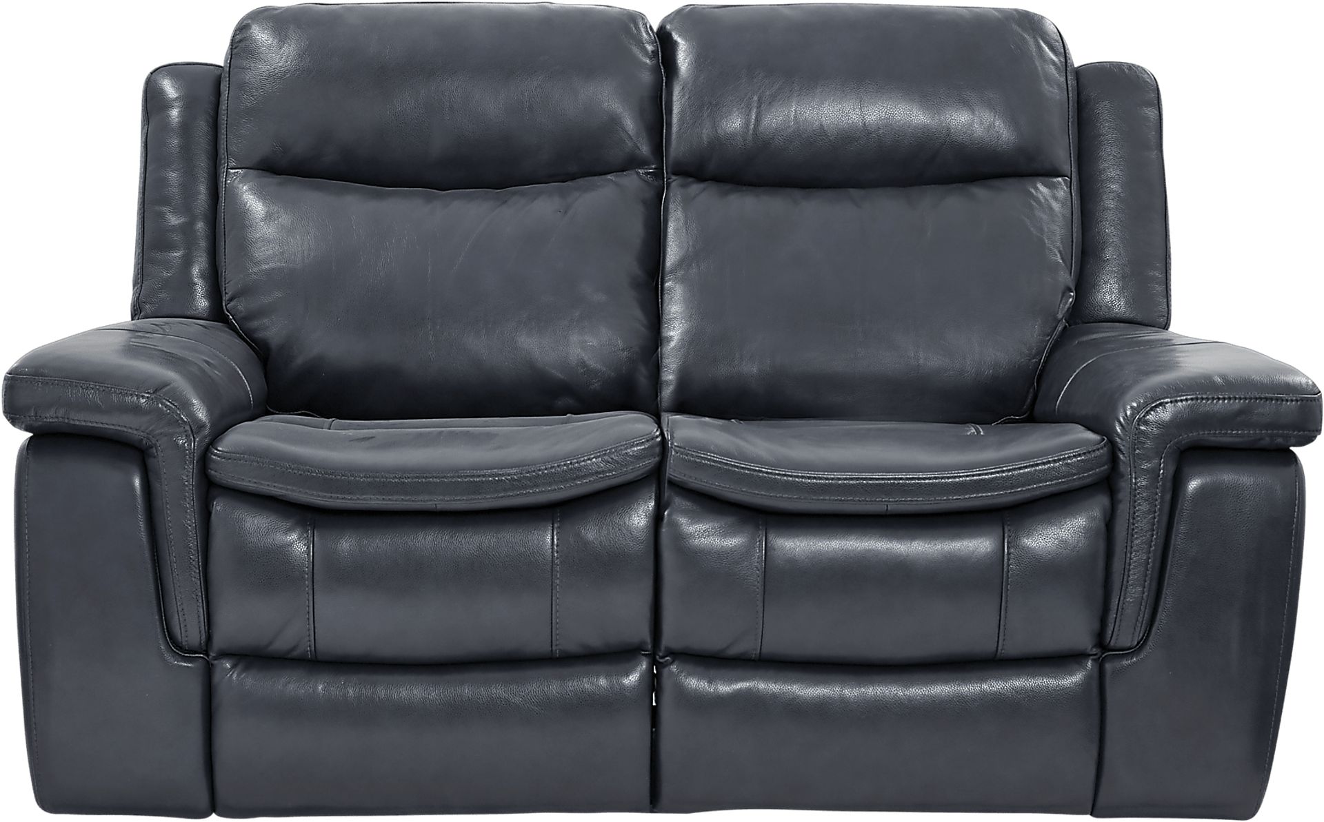 Milano Blue Leather Loveseat - Image 1