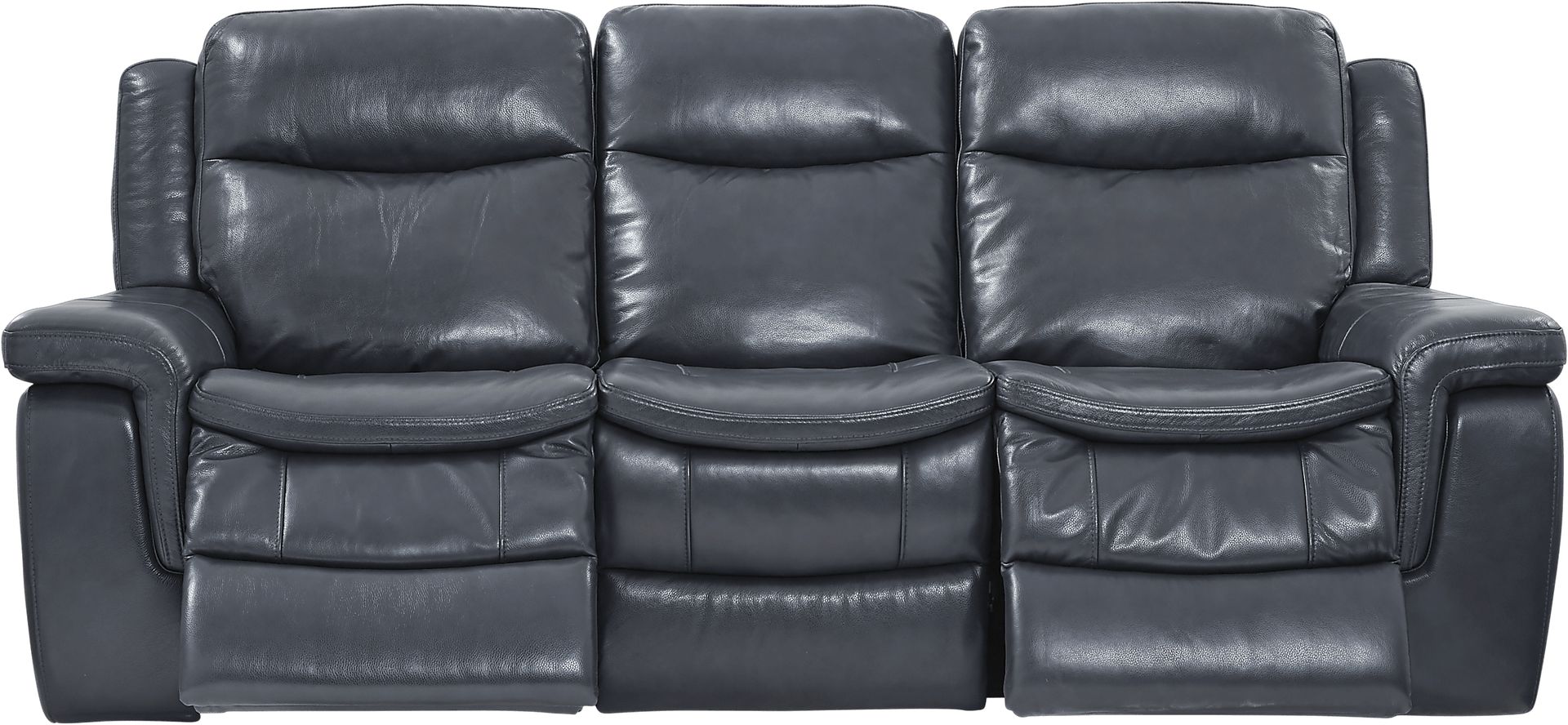 Milano Blue Leather Dual Power Reclining Sofa - Image 2