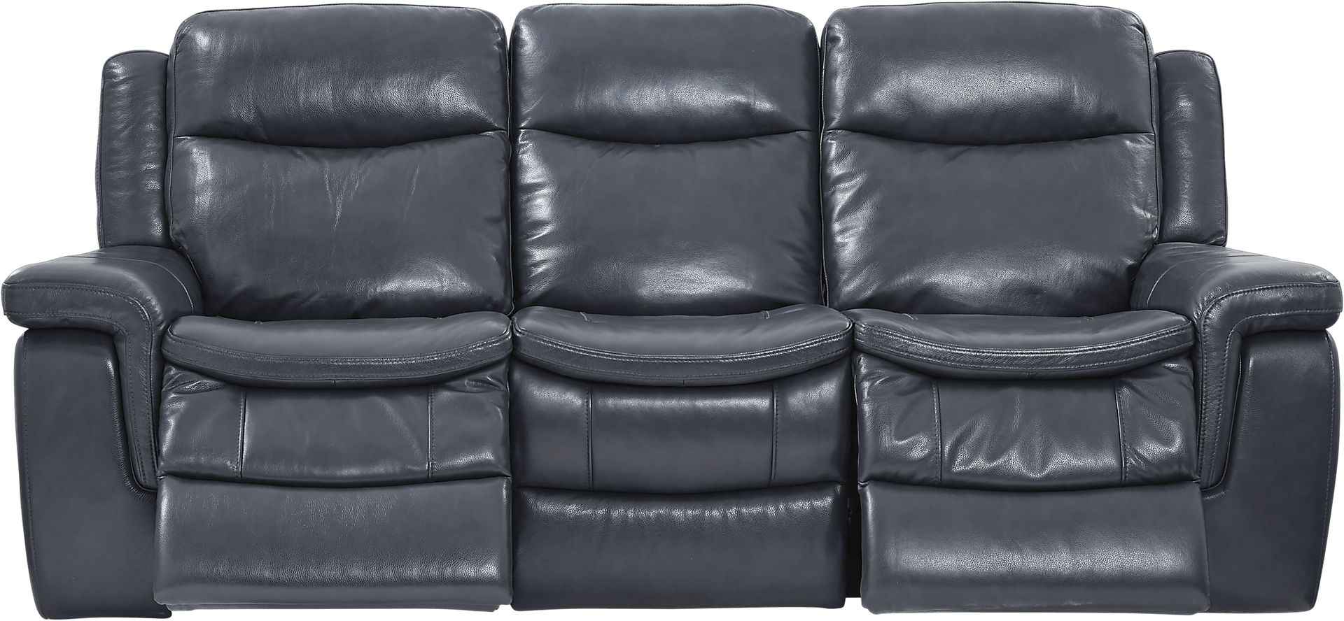 Milano Blue Leather Reclining Sofa - Image 2