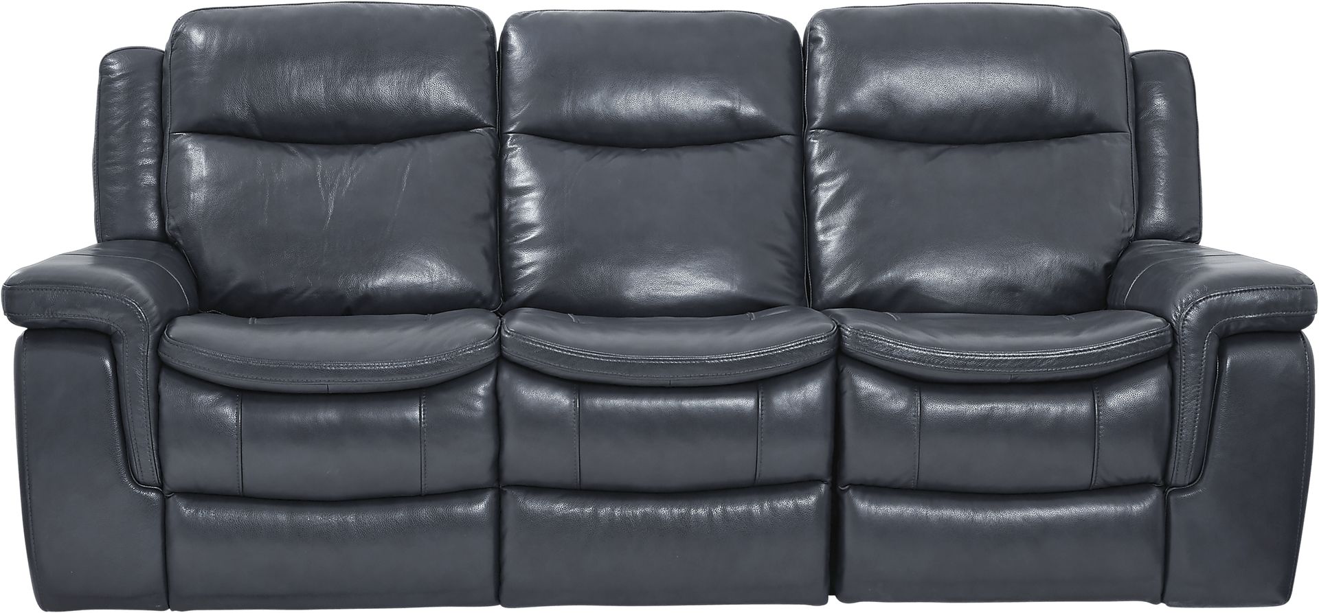 Milano Blue Leather Reclining Sofa - Image 1