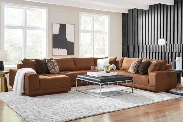 Milano Brown 5 Pc Sectional Living Room - Thumbnail - Image 1