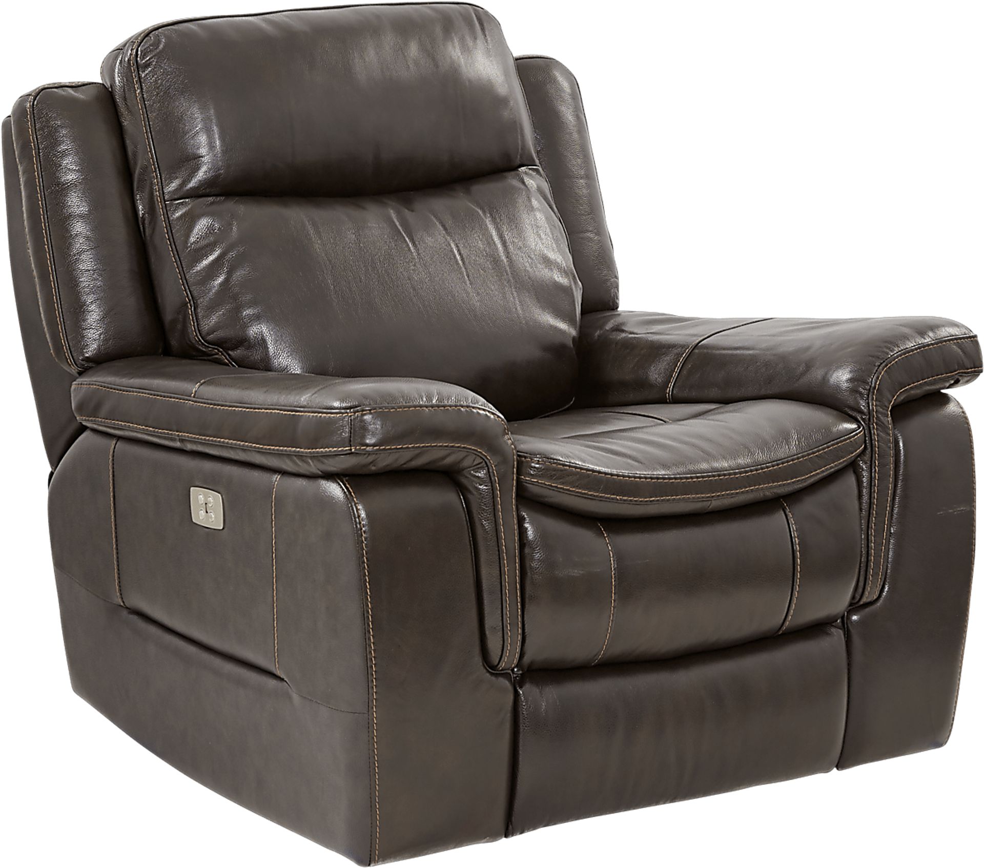 Milano Brown Leather Dual Power Recliner - Image 1