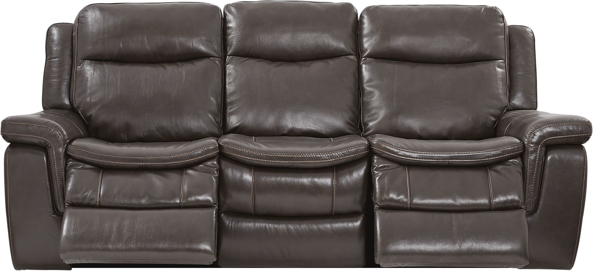 Milano Brown Leather Reclining Sofa - Image 2