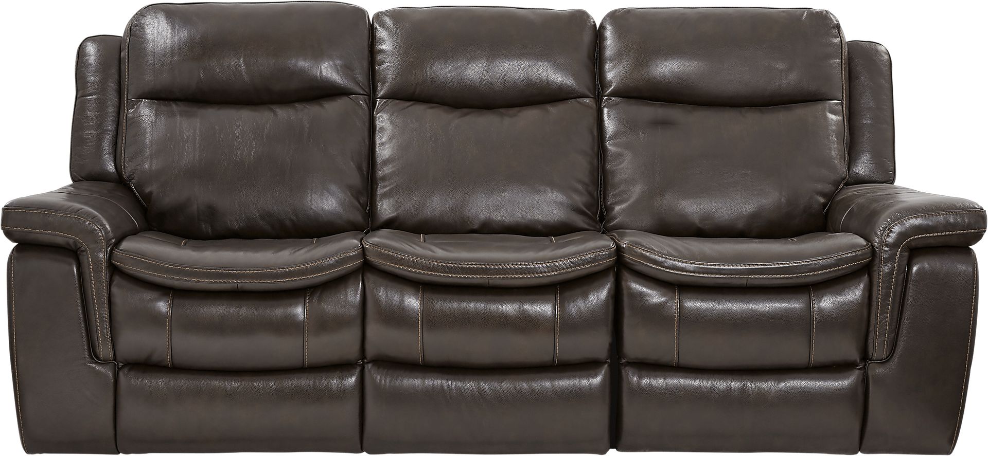 Milano Brown Leather Reclining Sofa - Image 1