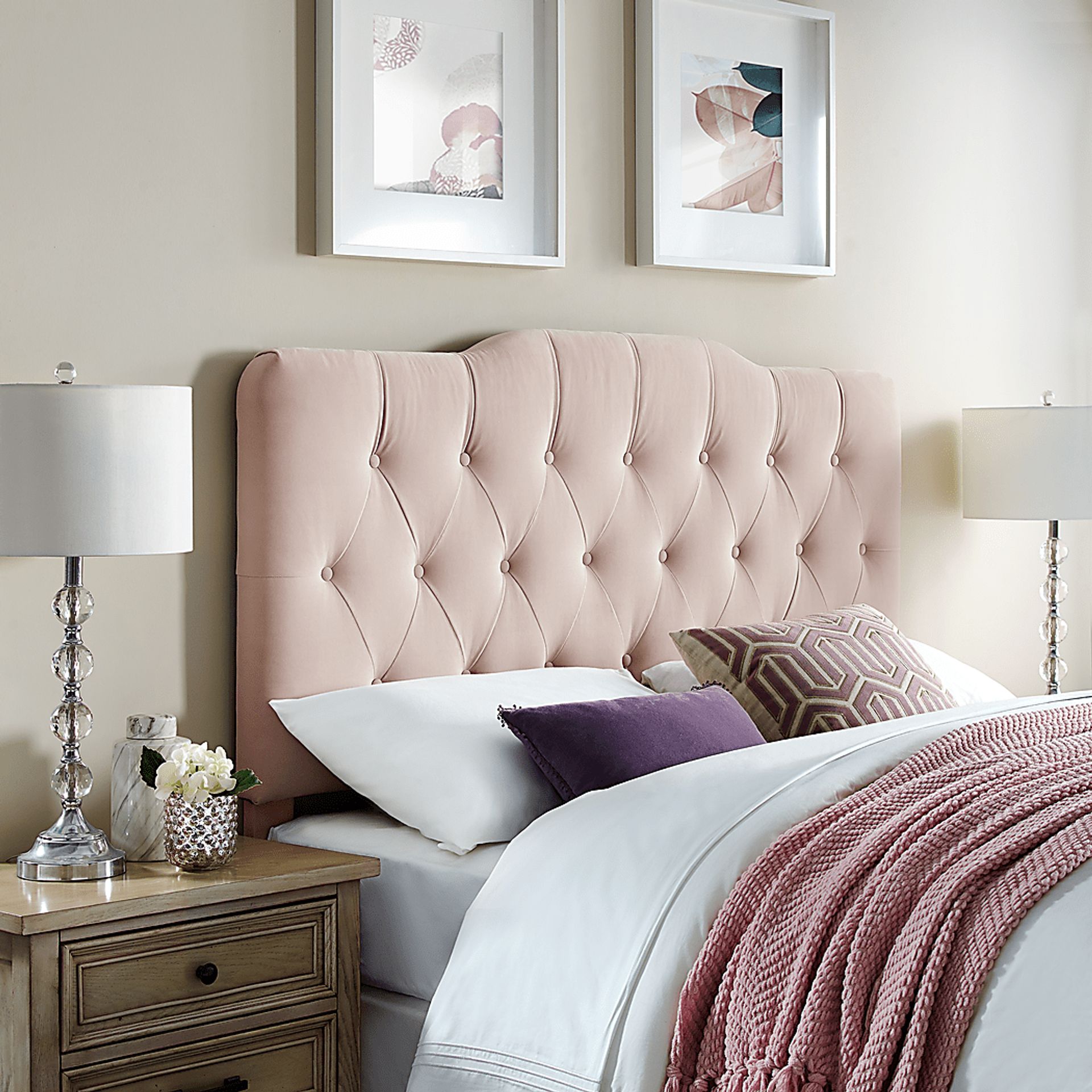 Milfoil Blush King Upholstered Headboard - Image 5