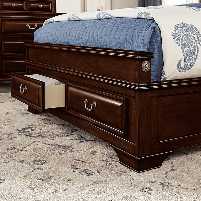 Mill Valley II Cherry 5 Pc King Sleigh Bedroom with Storage - Thumbnail - Image 4