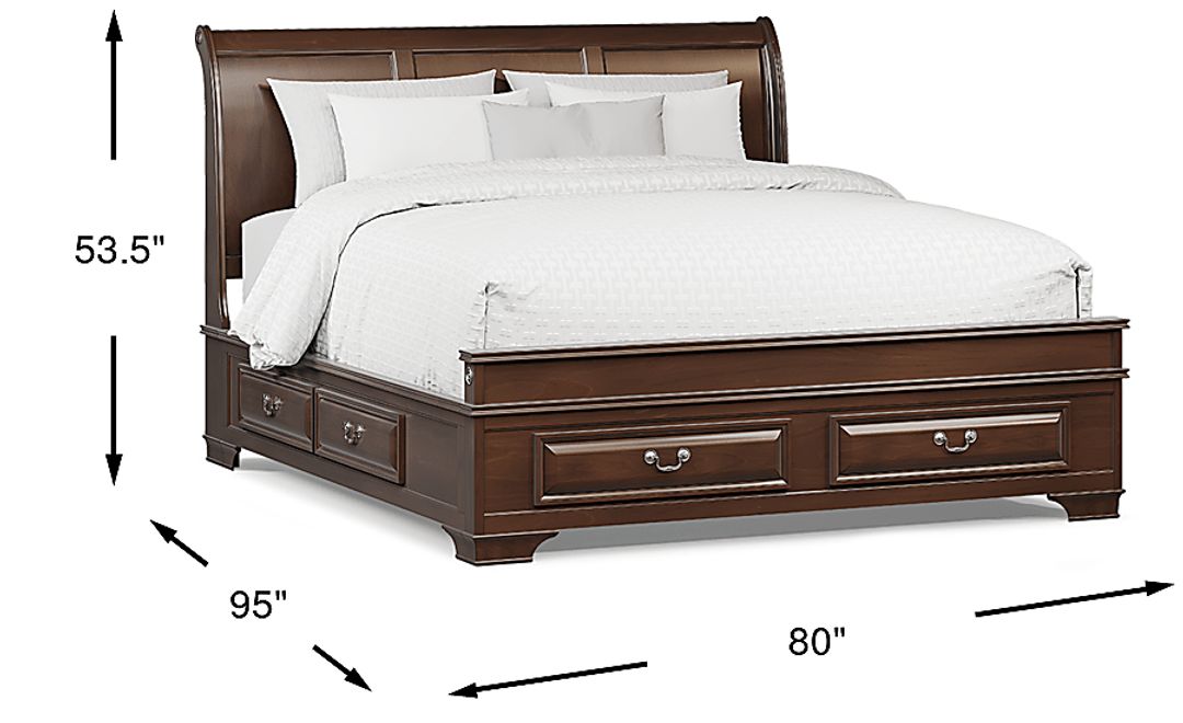 Mill Valley II Cherry Finish 3 Pc King Sleigh Bed with Storage