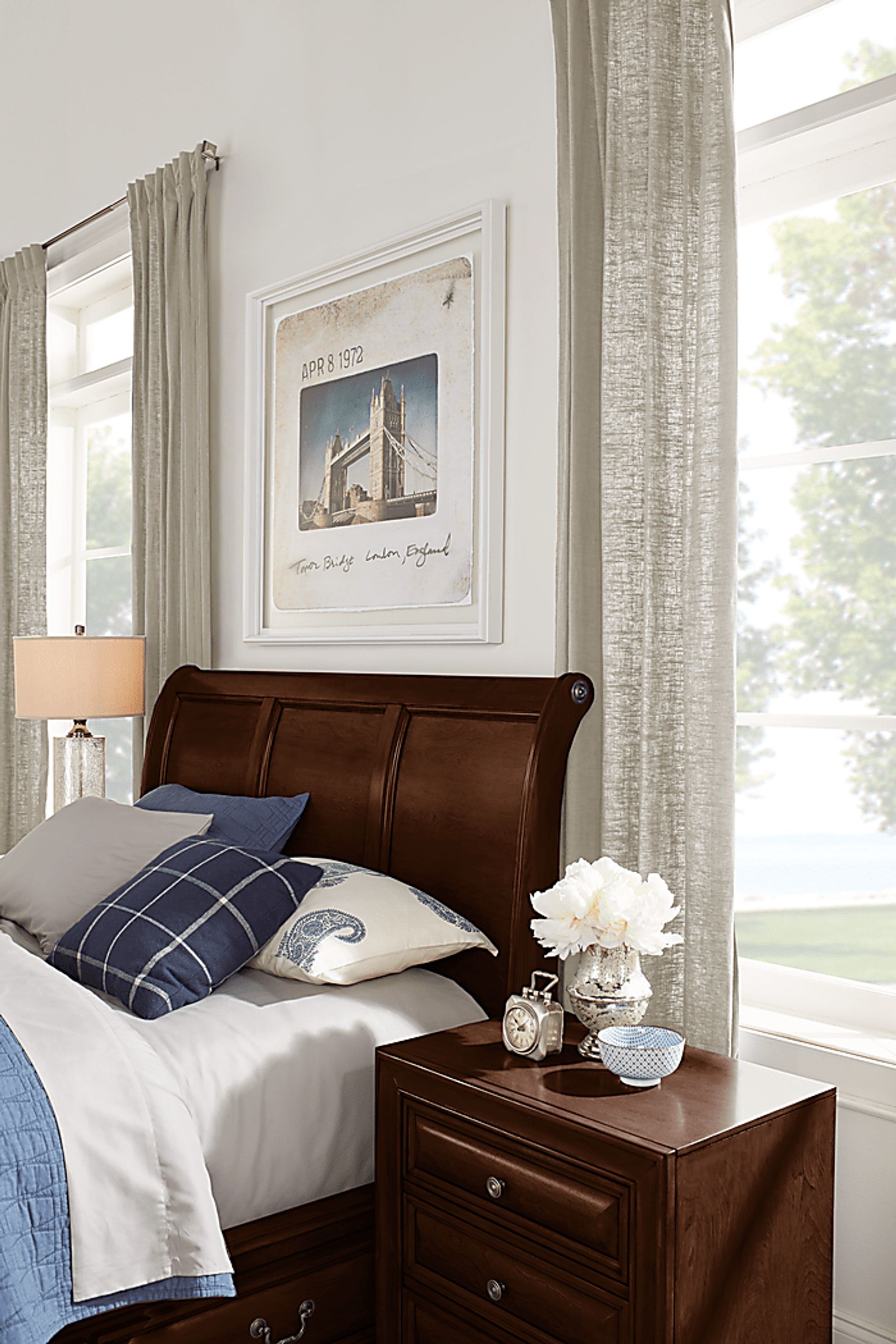 Mill Valley II Cherry 3 Pc King Sleigh Bed - Image 4