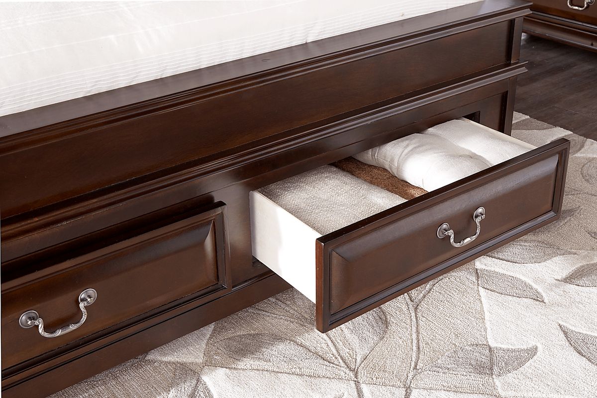 Mill Valley II Cherry Dark Wood 3 Pc Queen Sleigh Bed With Storage ...
