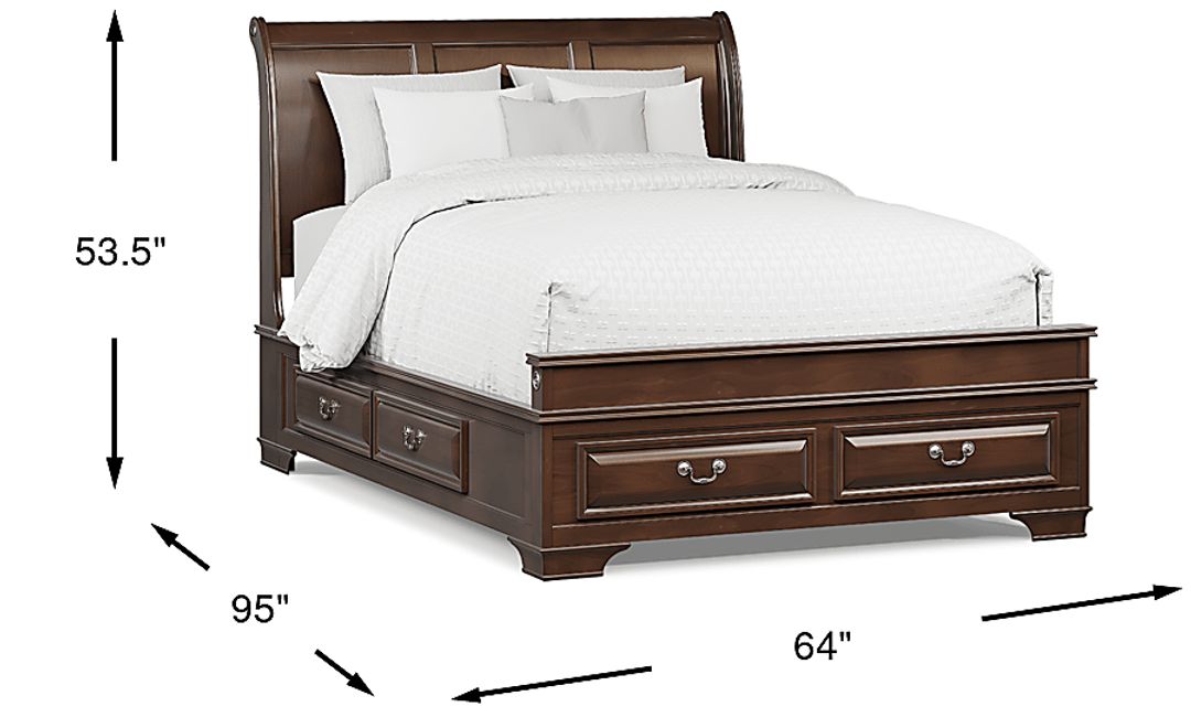 Mill Valley II Cherry Finish 3 Pc Queen Sleigh Bed with Storage
