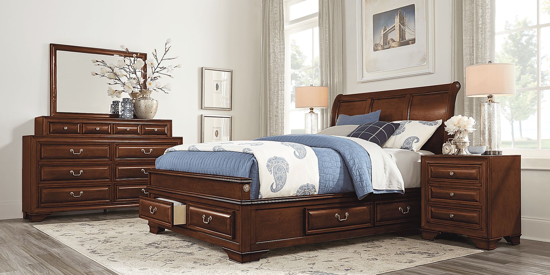 Mill Valley II 5 Pc Dark Cherry Wood King Bedroom Set With Dresser ...