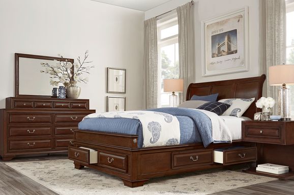 Mill Valley II Cherry 7 Pc King Sleigh Bedroom with Storage