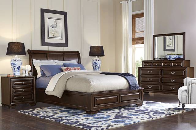 Mill Valley II Cherry 7 Pc Queen Sleigh Bedroom - Thumbnail - Image 1