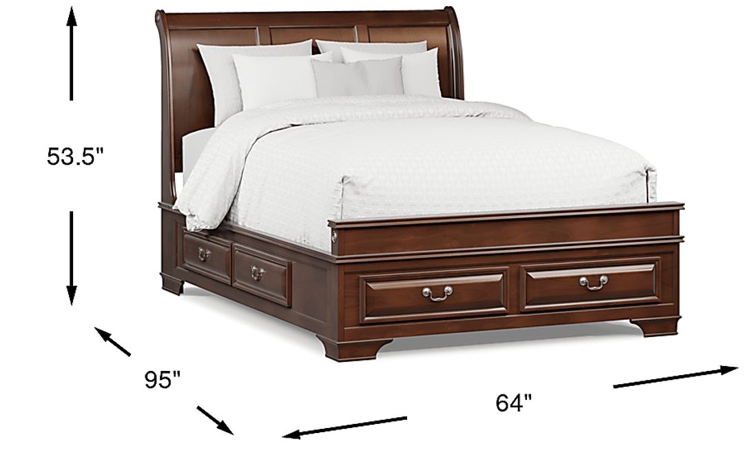 Mill Valley II Cherry Finish 3 Pc Queen Sleigh Bed with Storage